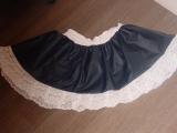 Black Satin Miniskirt with Lace Trim