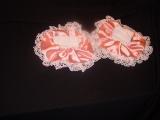 Peach satin frill wrists bands covers for hairy arms